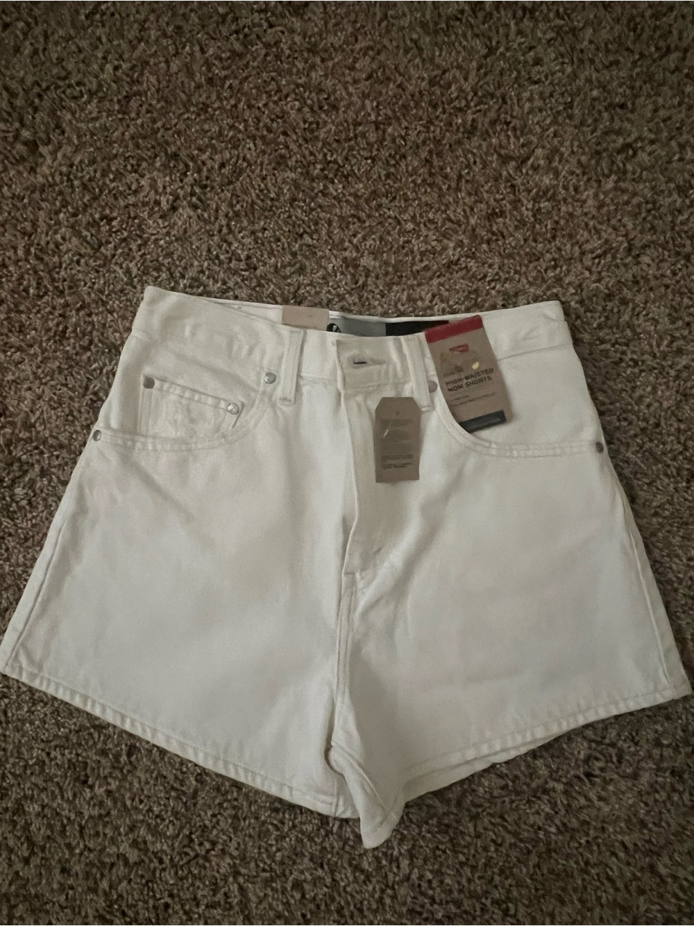 Levi's White High-Rise Denim Shorts silver tab NWT